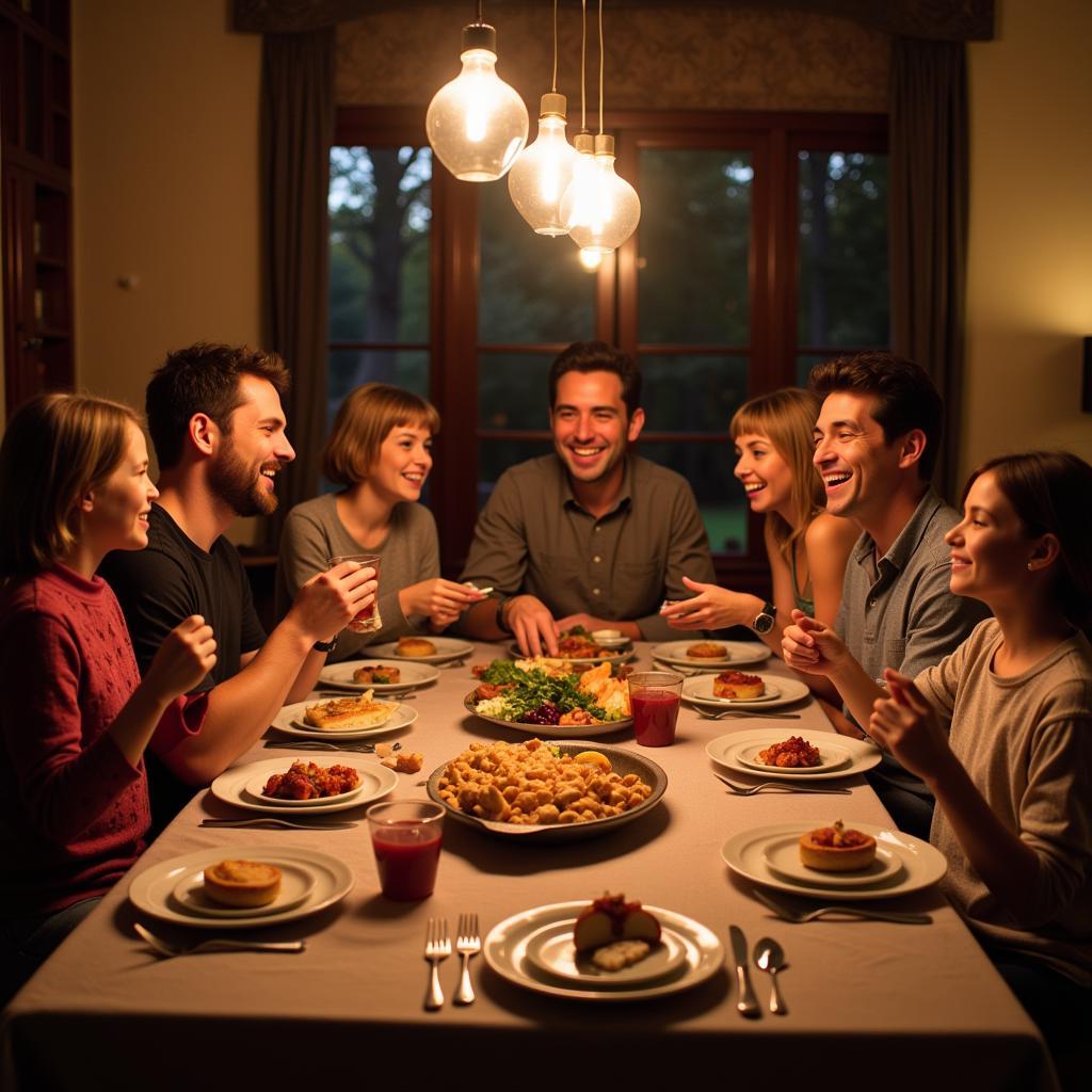 A Spanish family enjoying a meal together