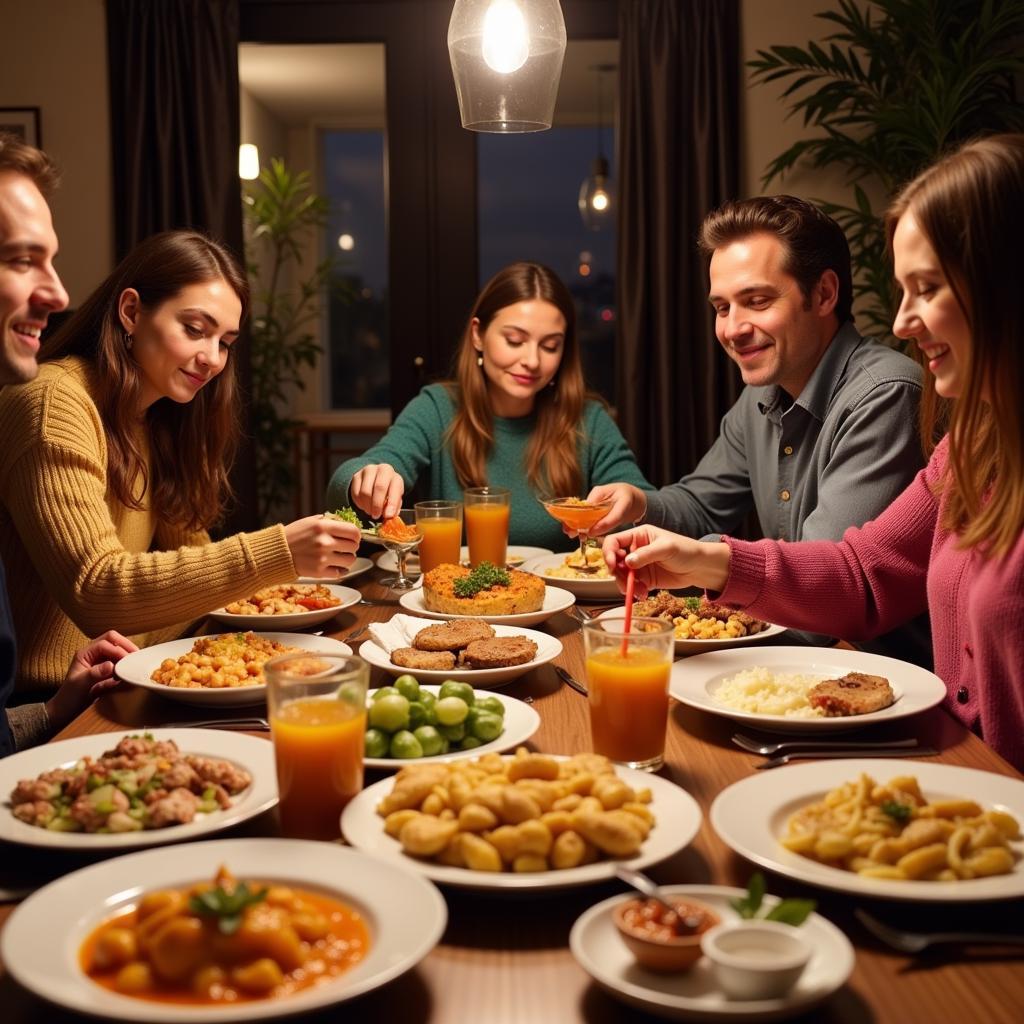 A Spanish family enjoying a meal together