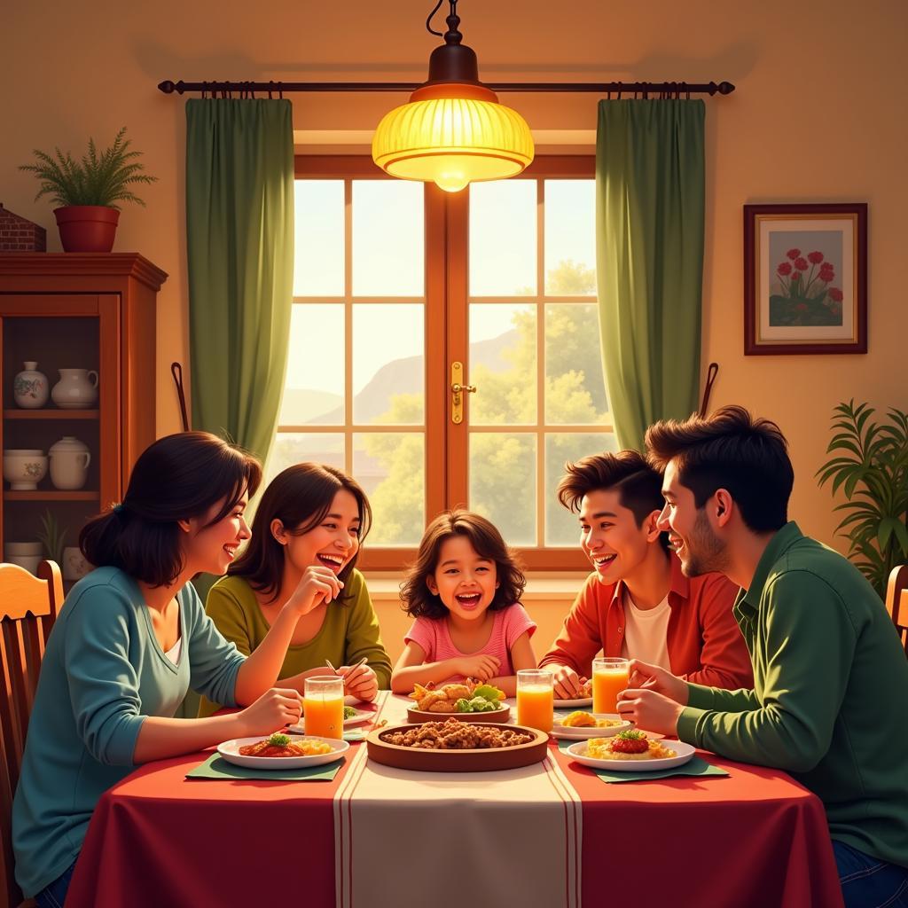 A Spanish Family Enjoying a Meal Together