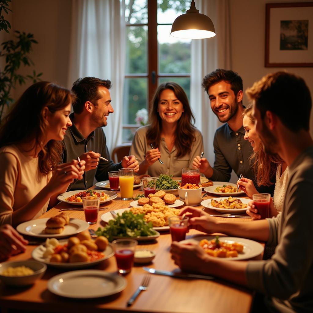 Spanish Family Sharing a Meal