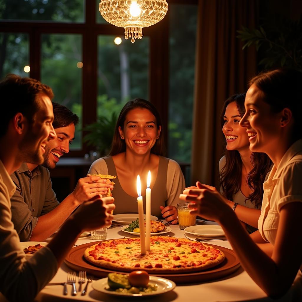 Sharing a Spanish Pizza Feast