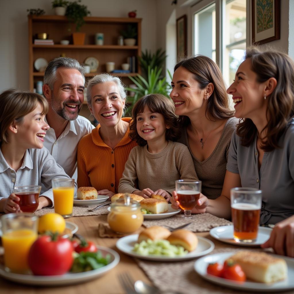 A Spanish family smiles warmly