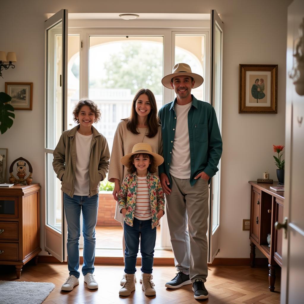 Family in Spanish Homestay with Perchero Infantil