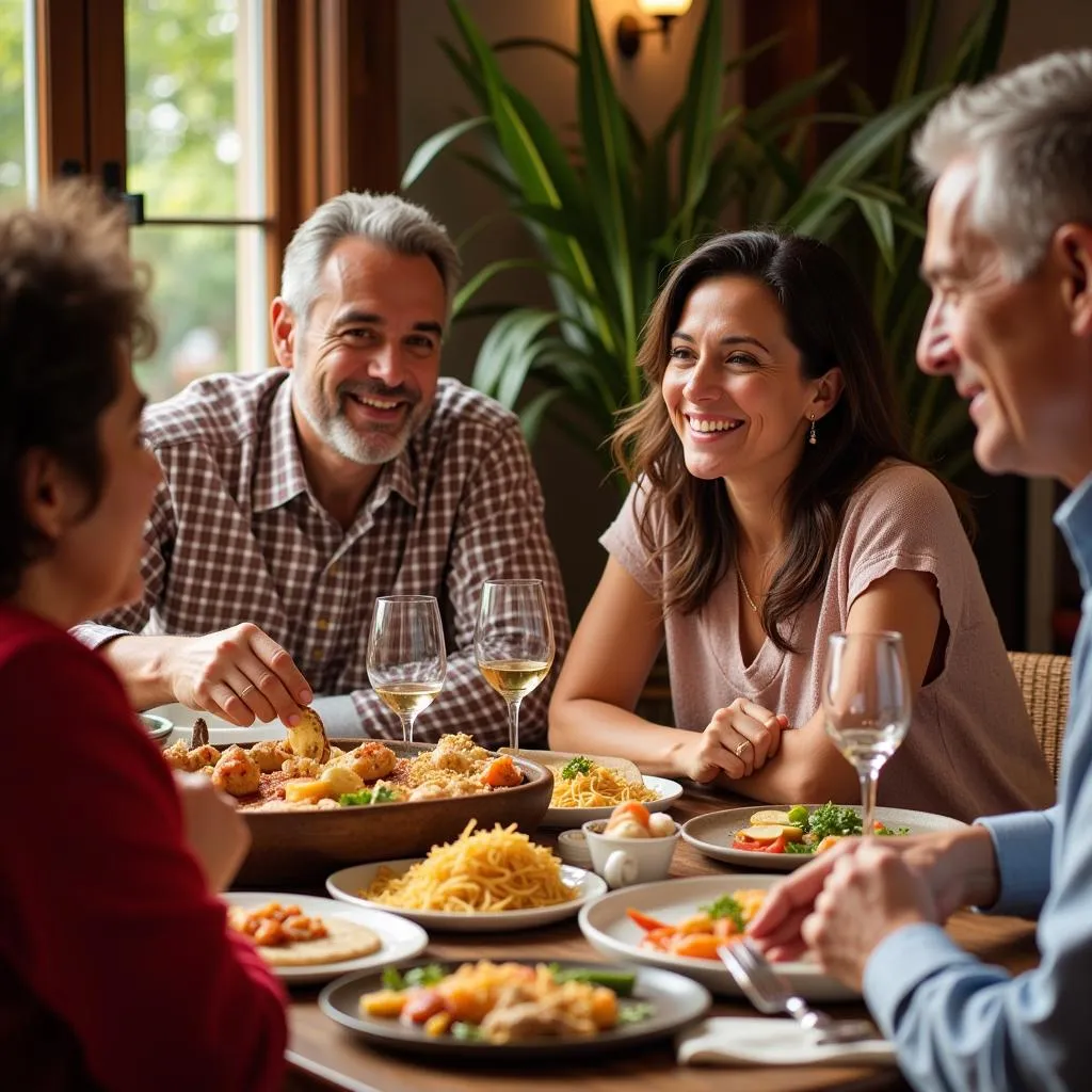 Spanish family sharing a meal