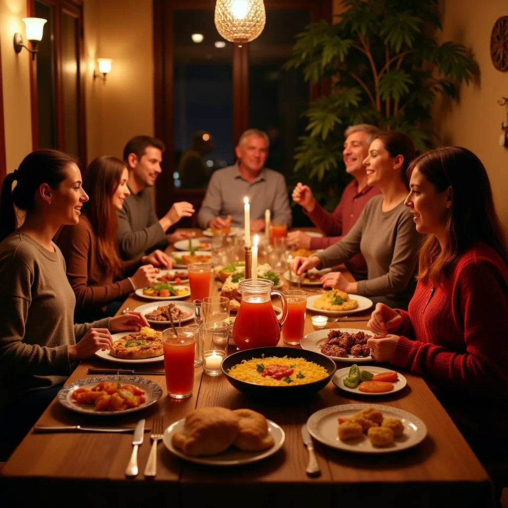 Enjoying a Meal with a Spanish Family