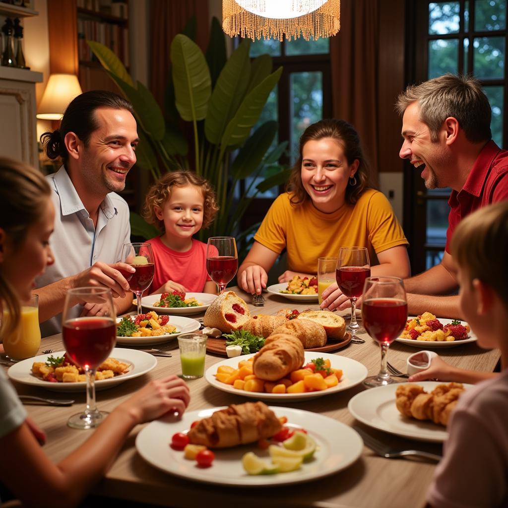 Sharing a Traditional Spanish Meal