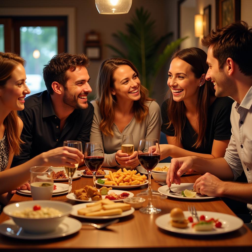 A Spanish family enjoying a meal together