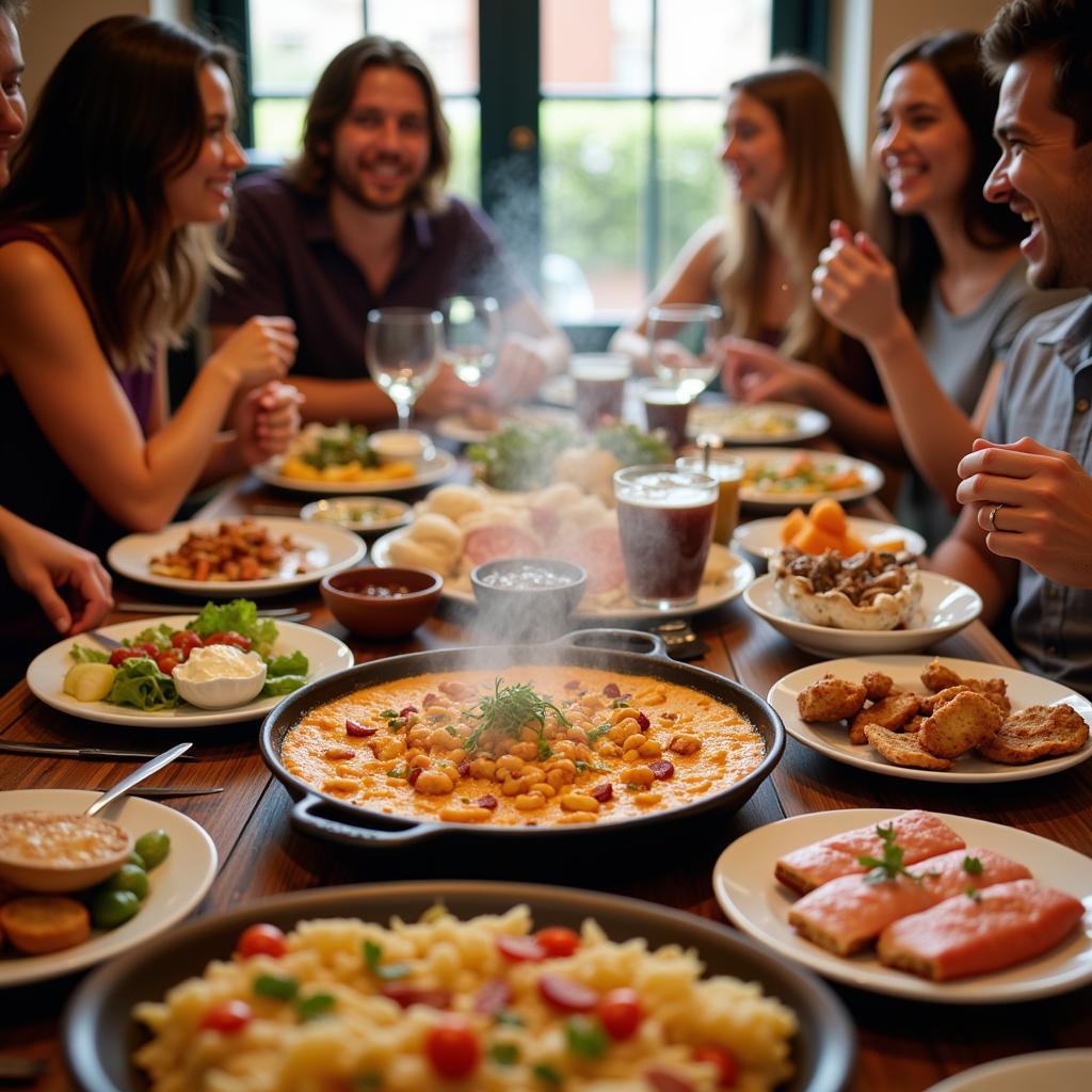 Family enjoying a traditional Spanish meal