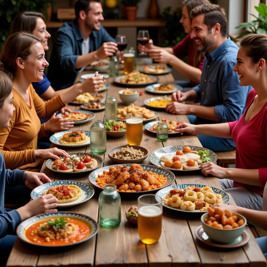 A Spanish family enjoying a meal together