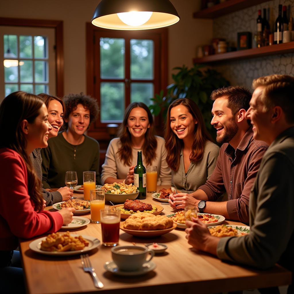 Family Enjoying a Traditional Spanish Meal