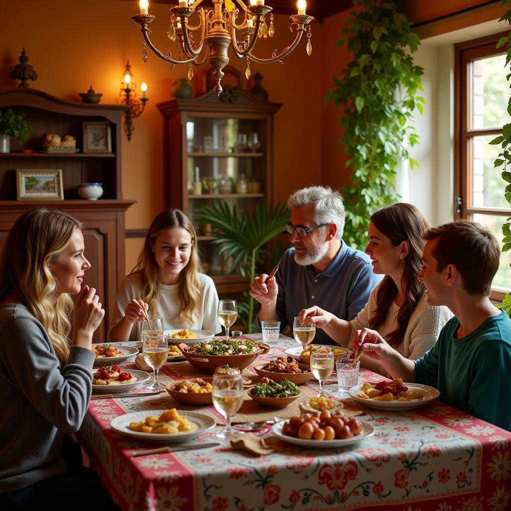 Family Meal in Spanish Home