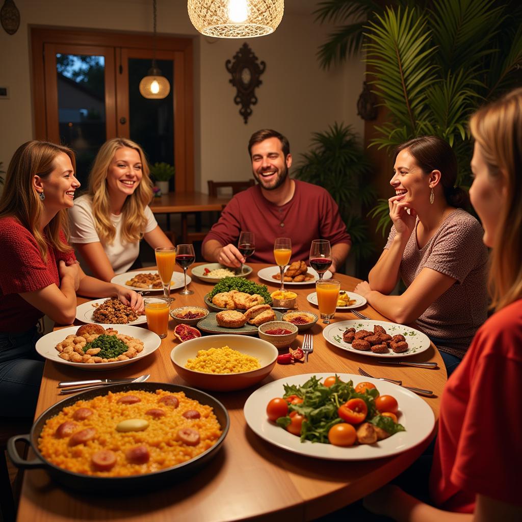 A Spanish family enjoys a meal together