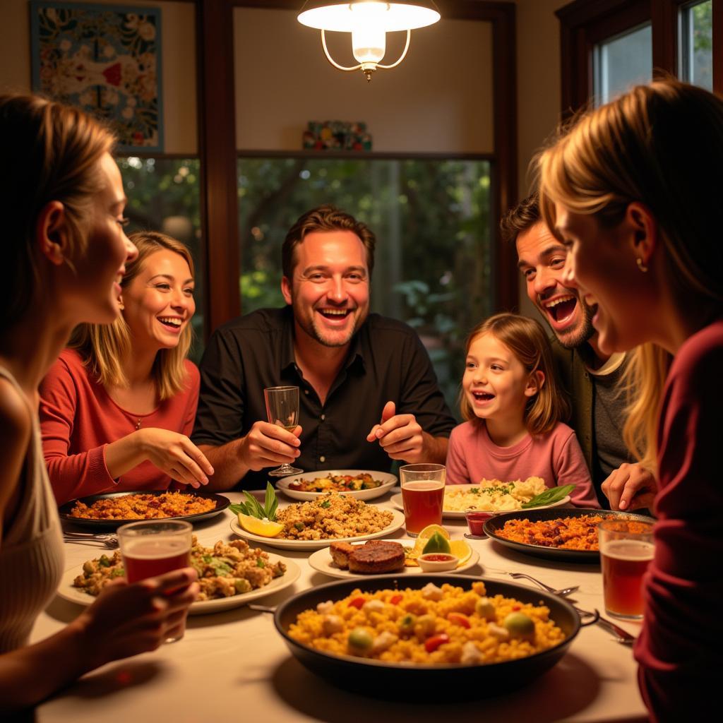 Family enjoying a traditional Spanish meal