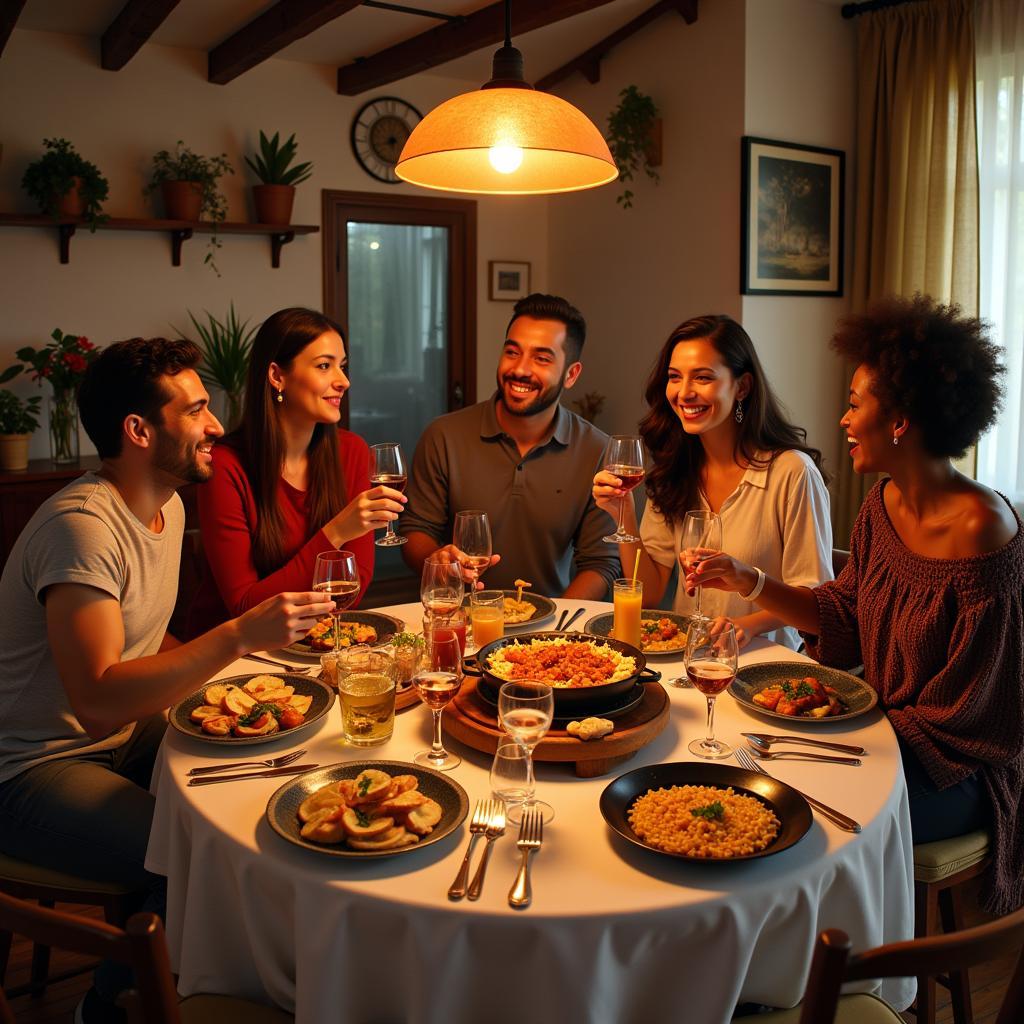 Family enjoying a traditional Spanish meal