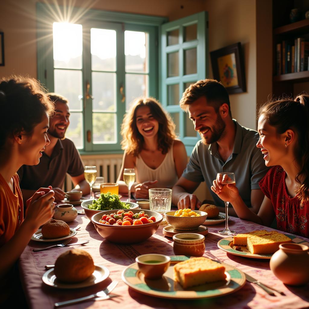 Family enjoying a meal together