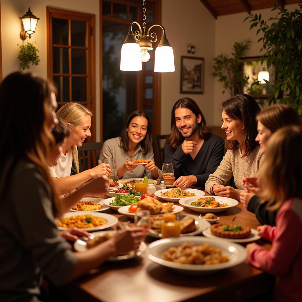 Sharing a meal with a Spanish family