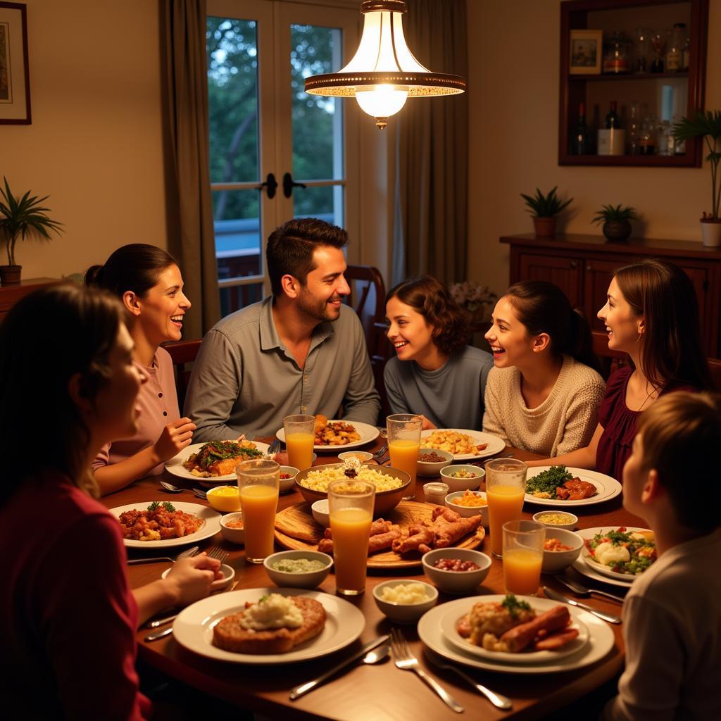 Sharing a meal with a Spanish family