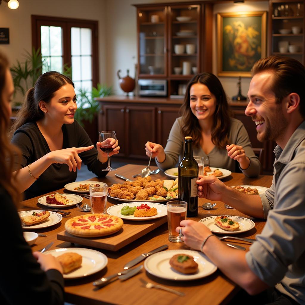 A Spanish family sharing a meal together