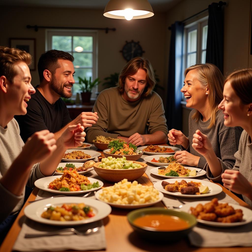 A Spanish family enjoying a meal together