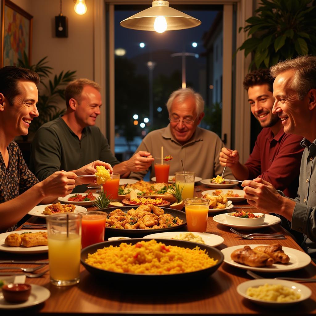 Family enjoying a traditional Spanish meal