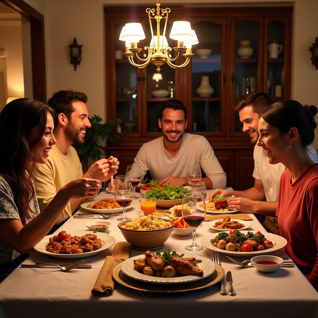 Sharing a Traditional Spanish Meal