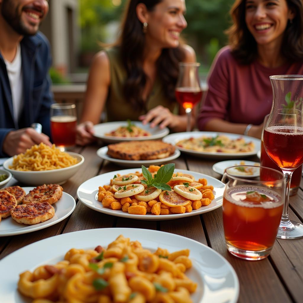 Family enjoying a traditional Spanish meal