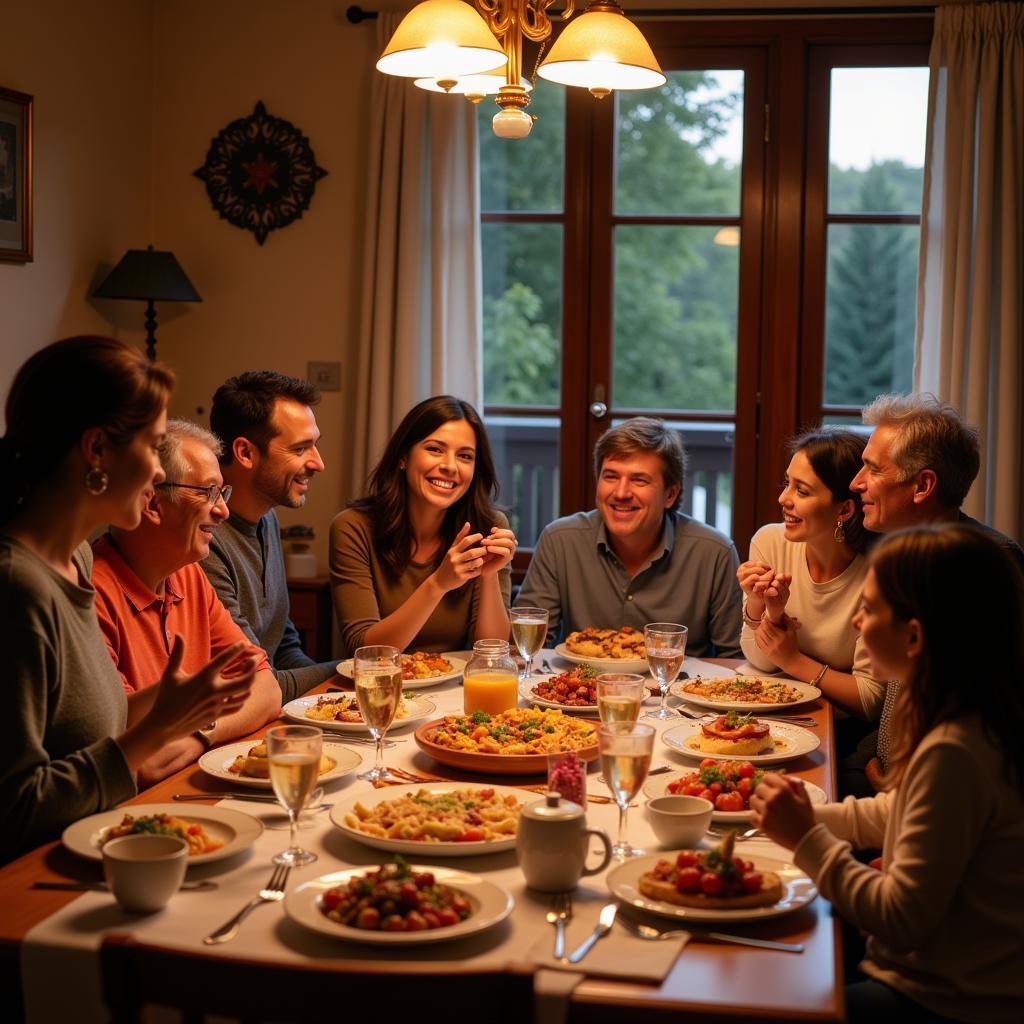 A Spanish Family Enjoying a Meal Together