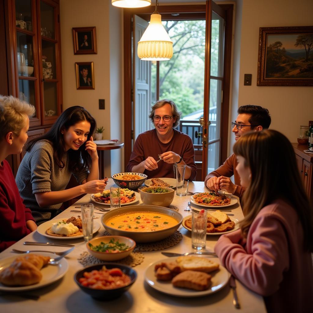 Sharing a Meal with a Spanish Host Family