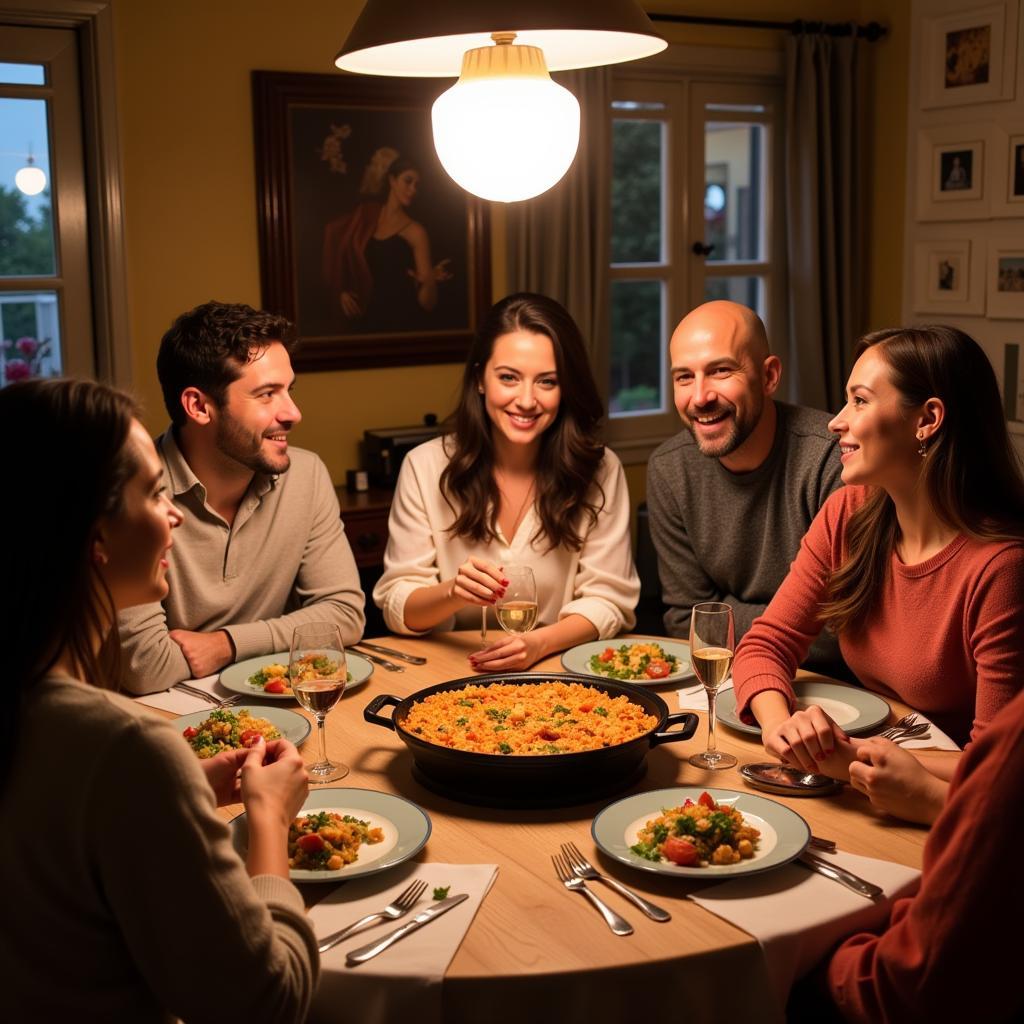 Sharing a Traditional Spanish Meal with a Host Family