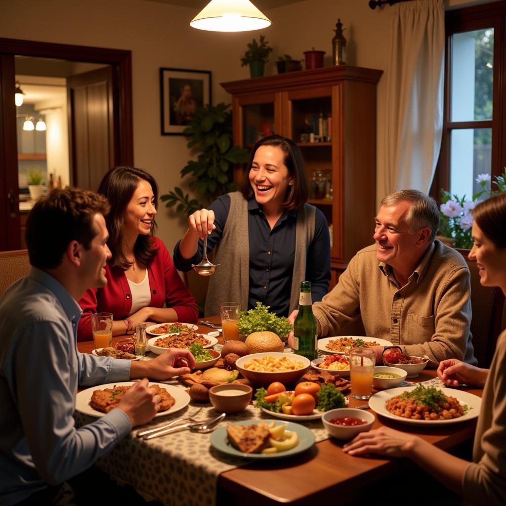 Family meal in a Spanish home