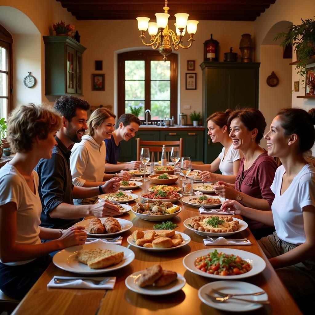 Sharing a Traditional Spanish Meal