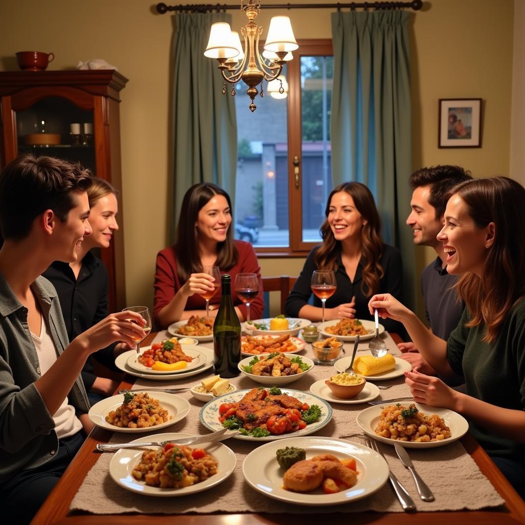 Sharing a meal with a Spanish family