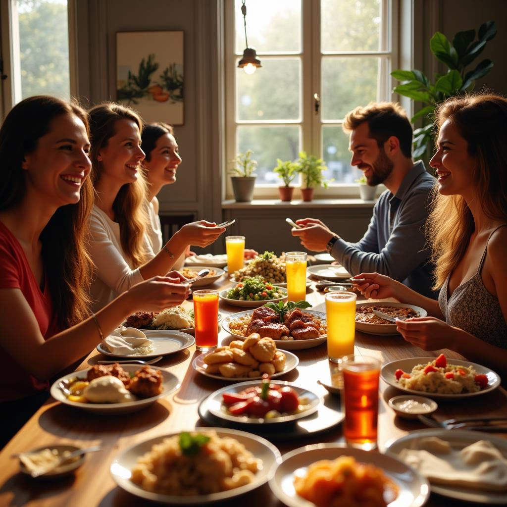 A Spanish Family Enjoys a Meal Together