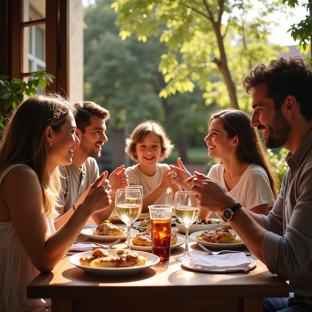 Family Meal in a Spanish Courtyard