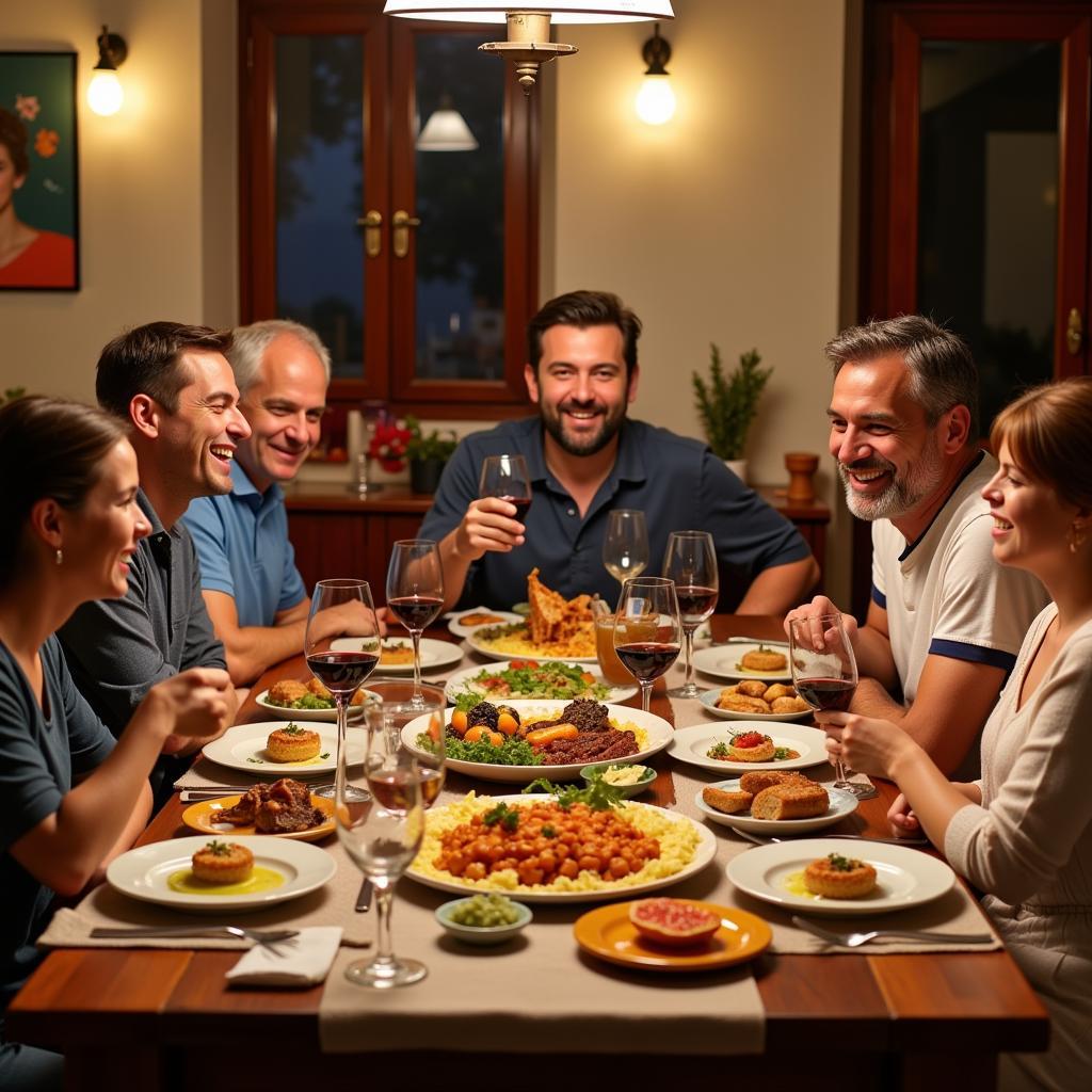 Sharing a Traditional Spanish Meal