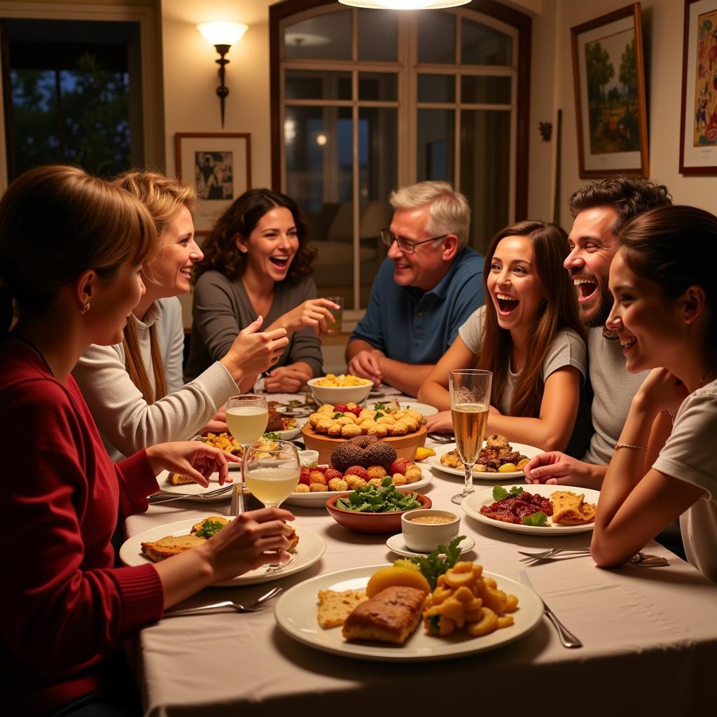 A Spanish Family Enjoying a Meal Together