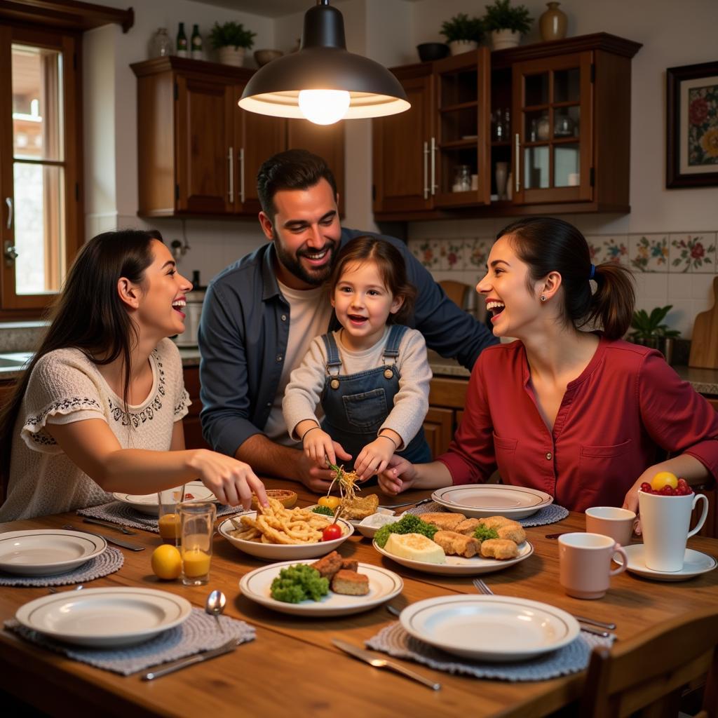 Family Meal in a Spanish Home