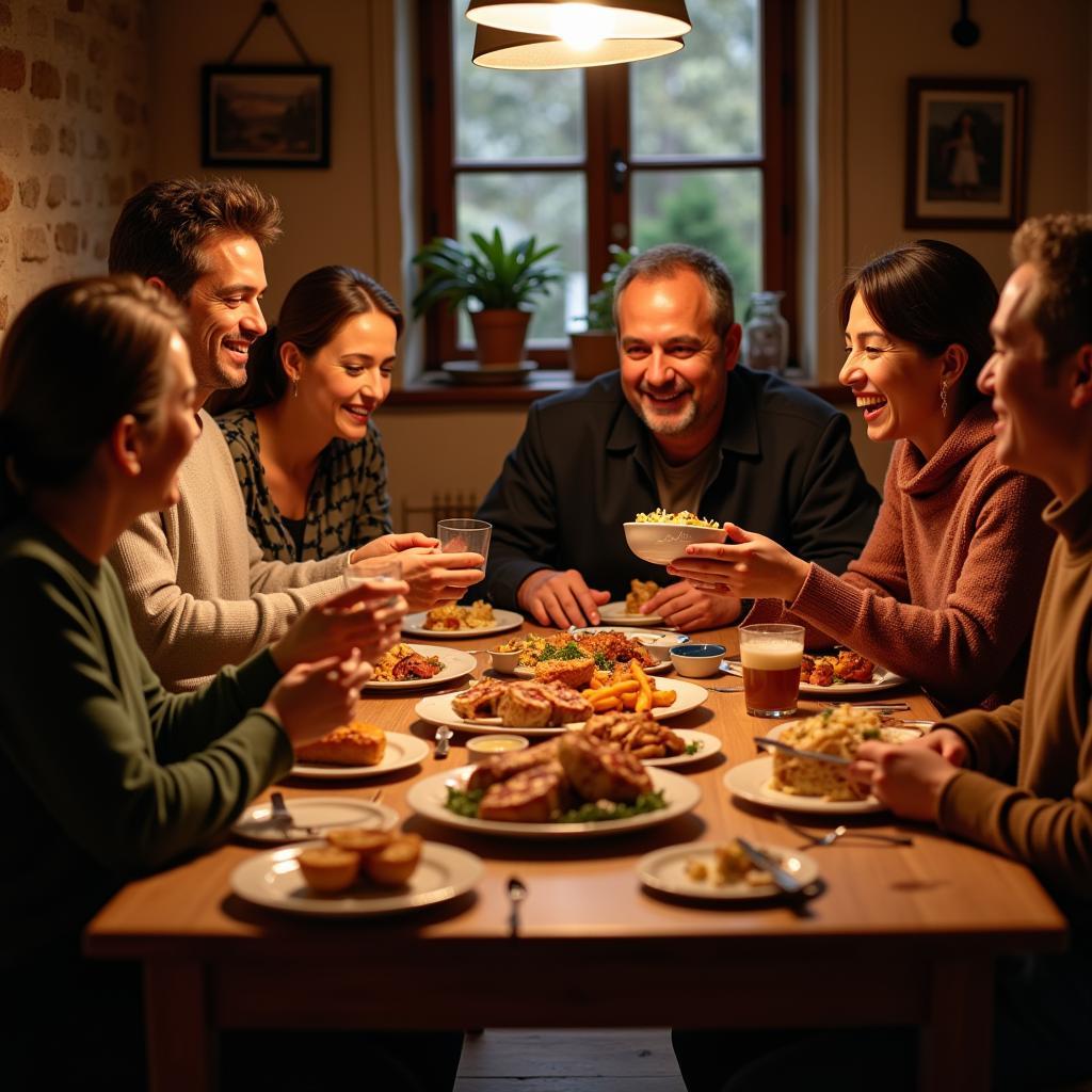 Sharing a Traditional Spanish Meal