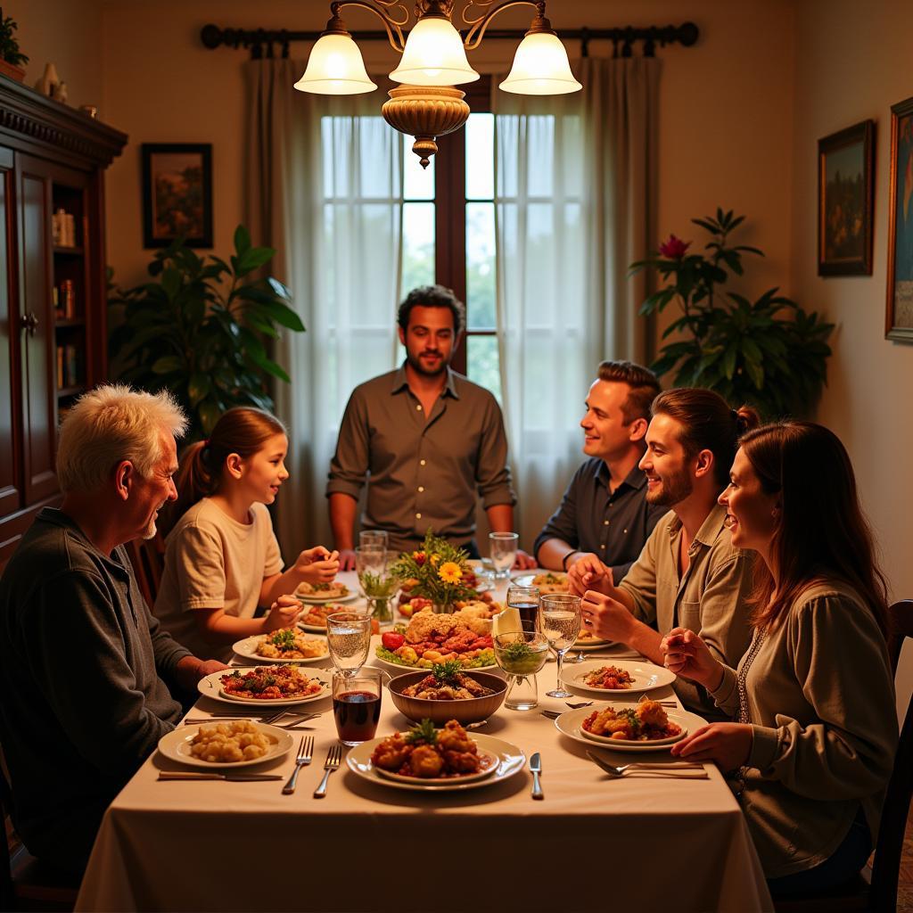 A Family Enjoying a Meal in their Gala Home