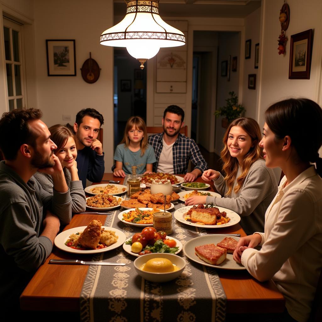 Family Meal in a Gramina Home Piso