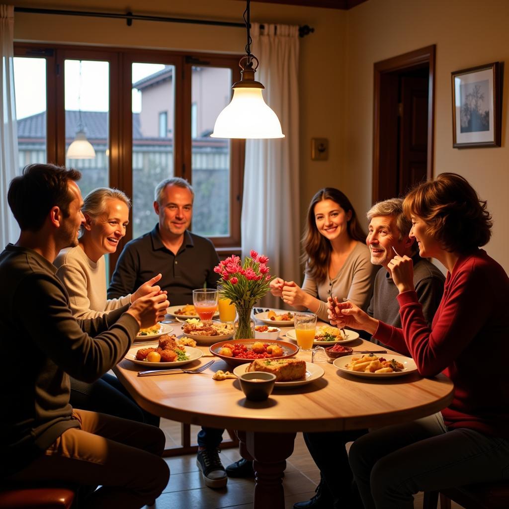 A Spanish family sharing a meal