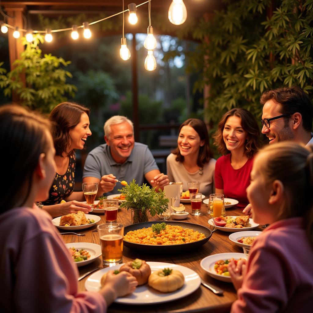 A Spanish family enjoying a meal together