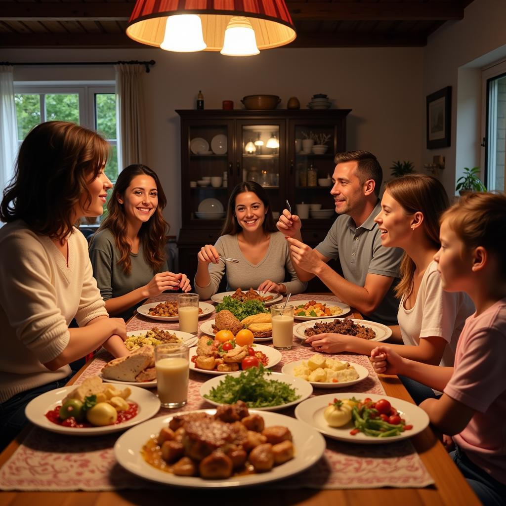 Sharing a Traditional Spanish Meal