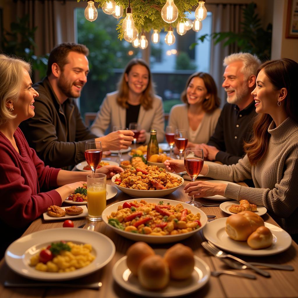 Family enjoying a traditional Spanish meal