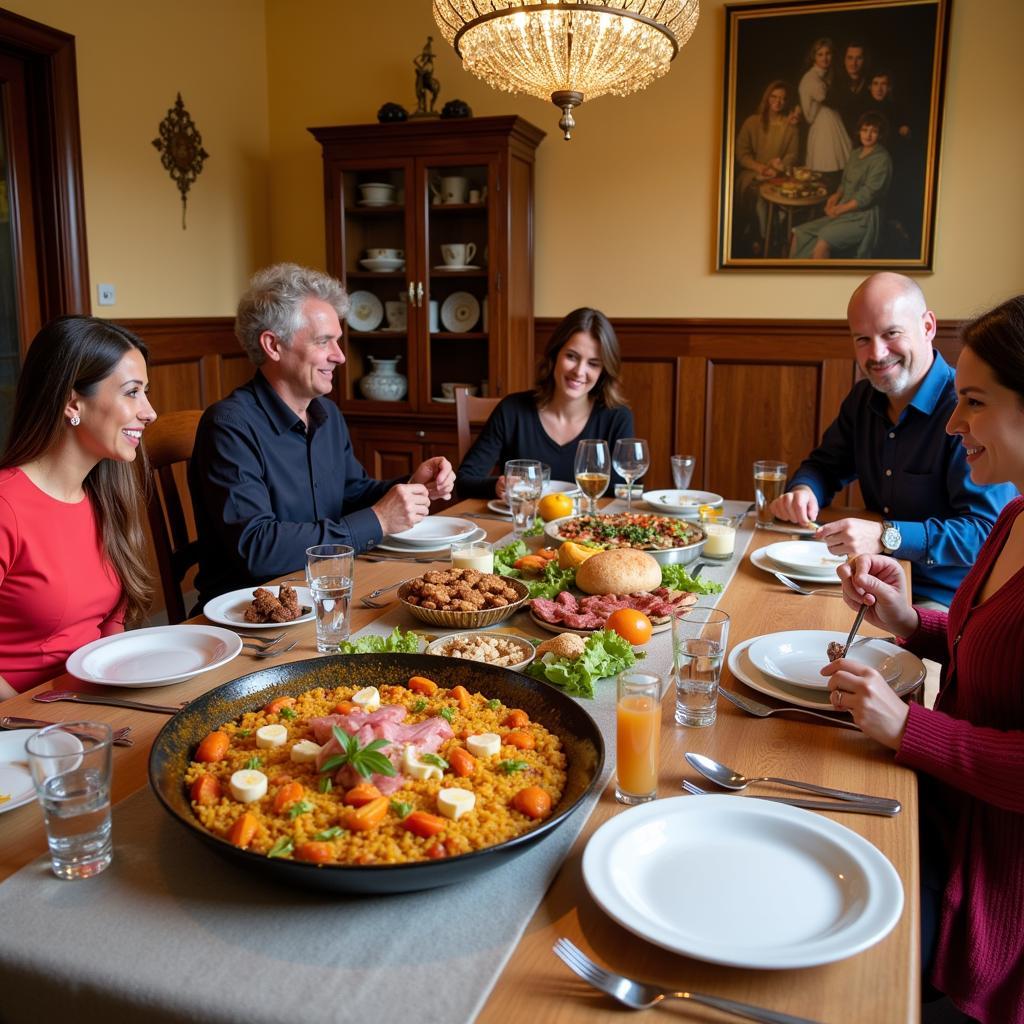 Sharing a traditional Spanish meal with a local family in an Alborada home.