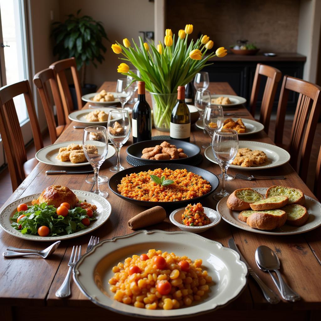 Sharing a meal with a Spanish host family