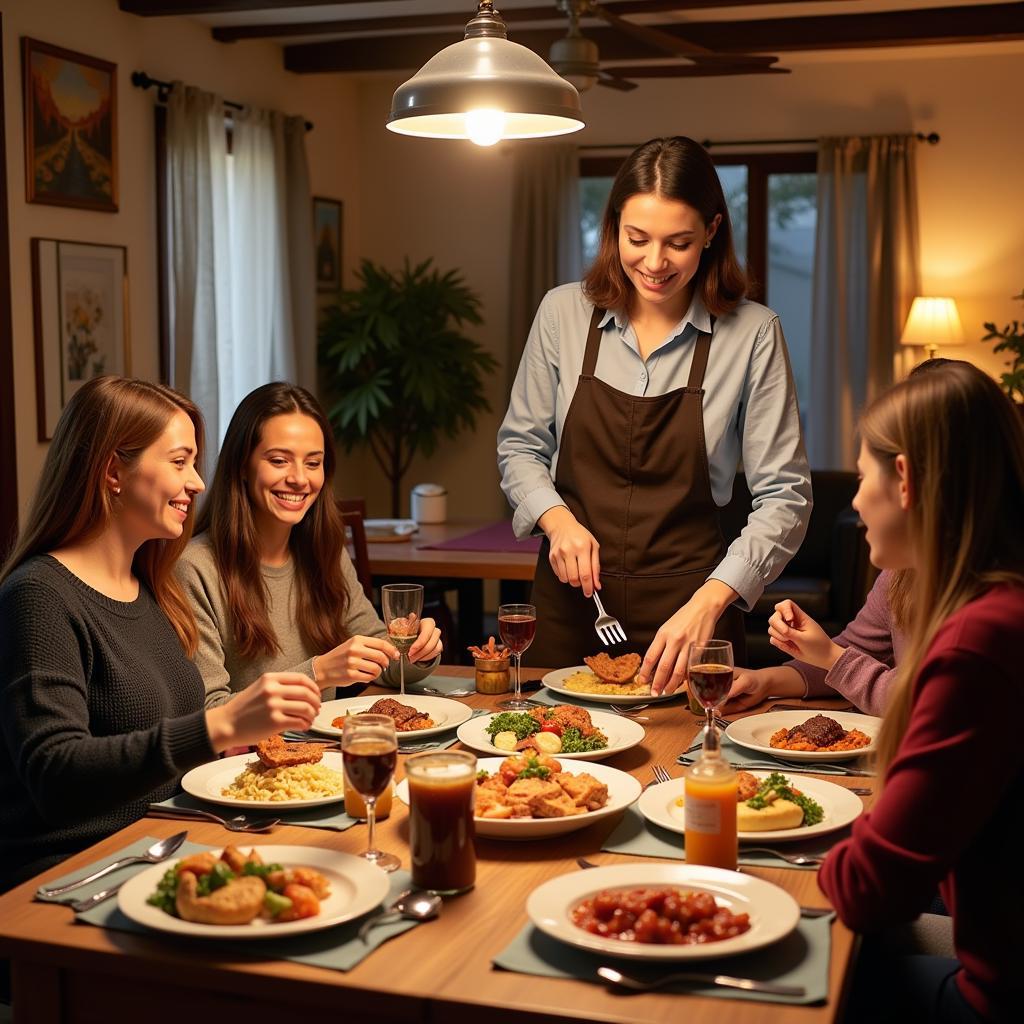 Authentic Spanish Family Meal during a Homestay Experience