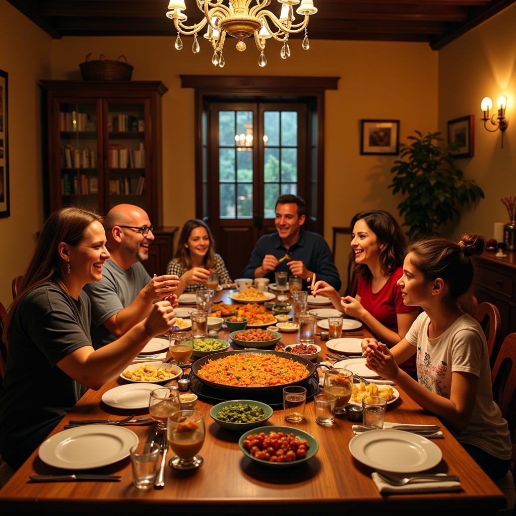 Family Meal at a Skraut Dining Table in Spain