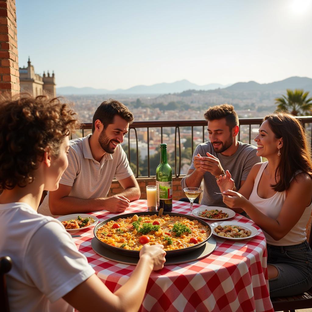 Family Enjoying Paella in Valencia