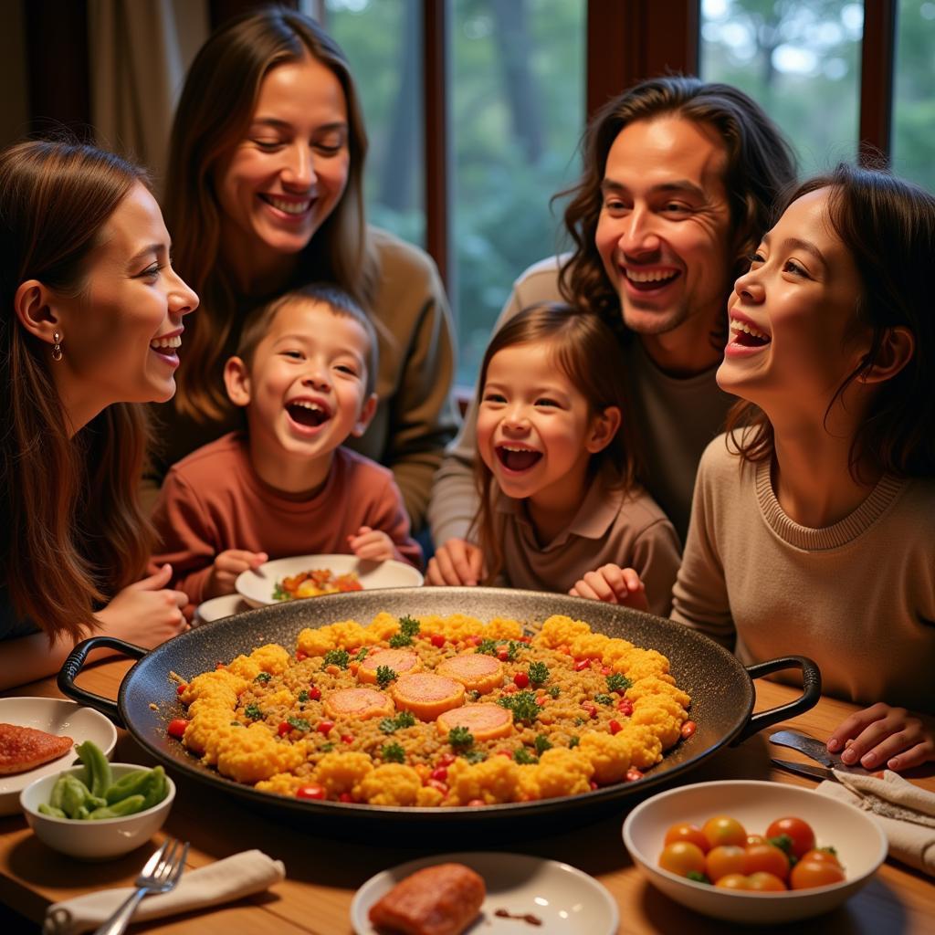 Spanish Family Enjoying Paella